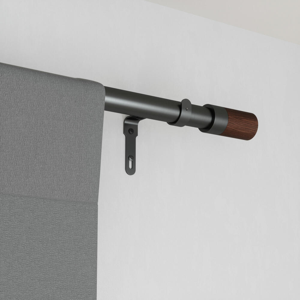 Umbra Telescopic Curtain Rod Blok, Curtain Rod, Steel, Wood, Grey, 91-183 cm, 1015134-296