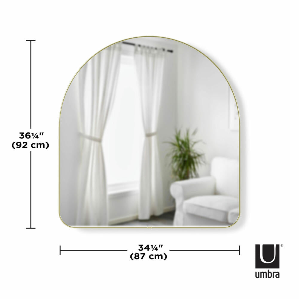 Umbra Hubba wall mirror, curved hanging mirror, mirror glass, brass, 86 x 91 cm, 1017061-104