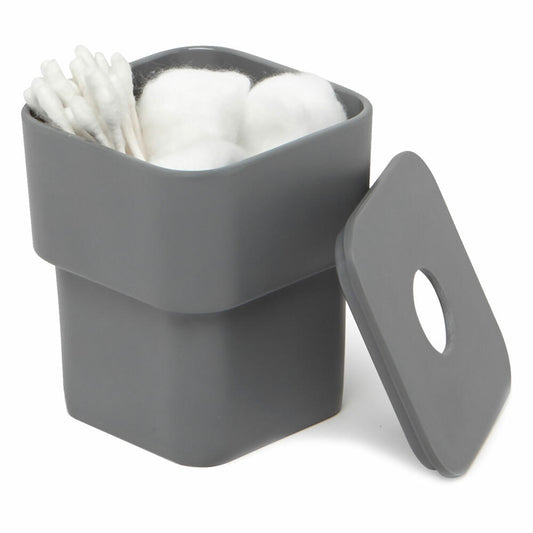 Umbra Scillae bathroom container with lid, cotton swab holder, bathroom tin, universal tin, melamine, anthracite, Ø 8.5 cm, 1009269-149