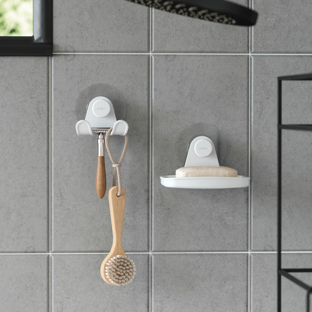 Umbra Soap Dish Flex for Adhesive, Soap Dish, Plastic, White, 10.5 cm, 1021301-660