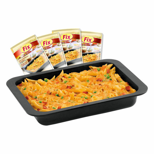 Zenker Special Cooking Fixe Ofenform, Auflaufform, Lasagneform, Auflauf Form, für 4 Fix-Beutel, Ilag Special, Schwarz, L 40 cm, 7283