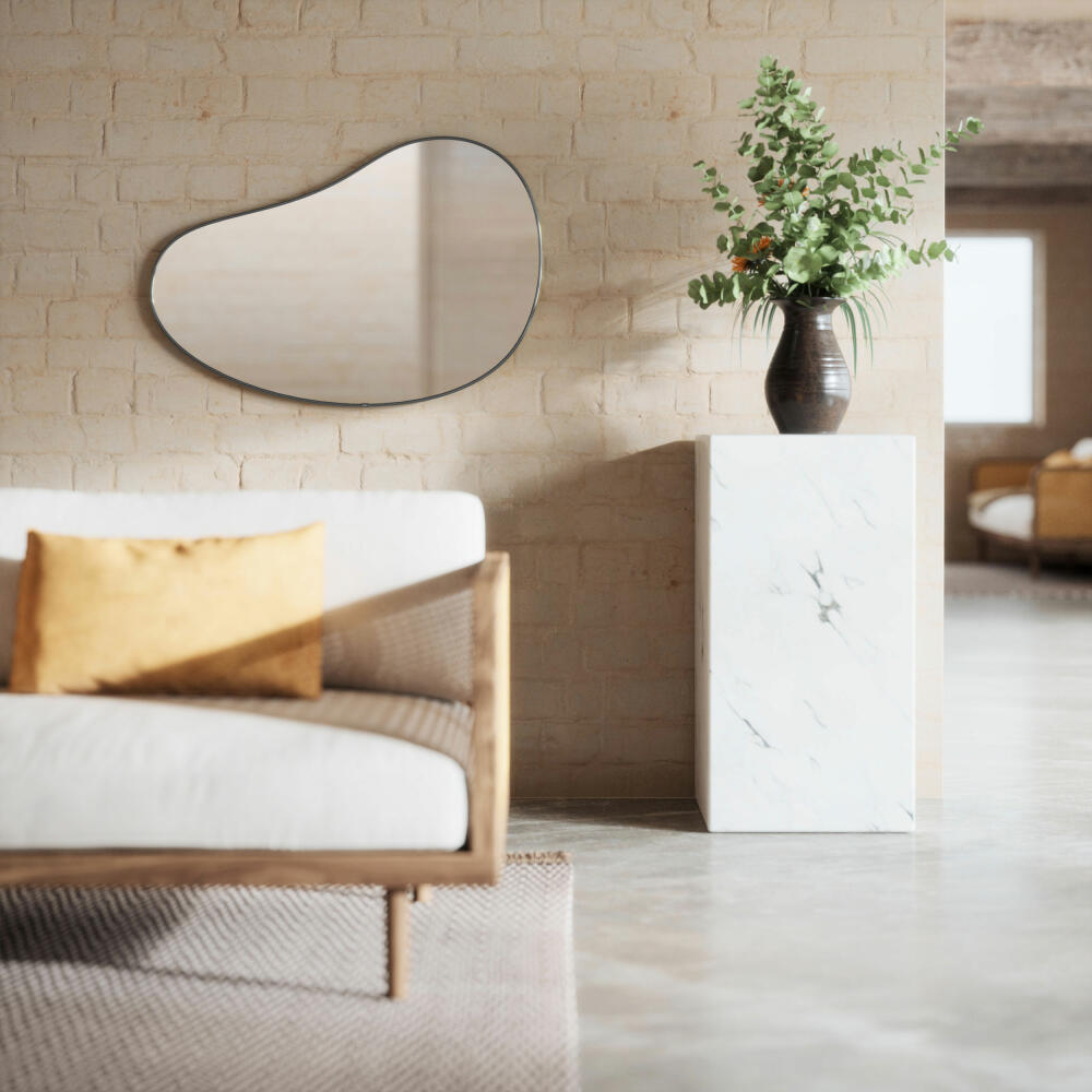 Umbra wall mirror Hubba Pebble, decorative mirror, mirror, mirror glass, titanium, 61 x 91cm, 1018529-378
