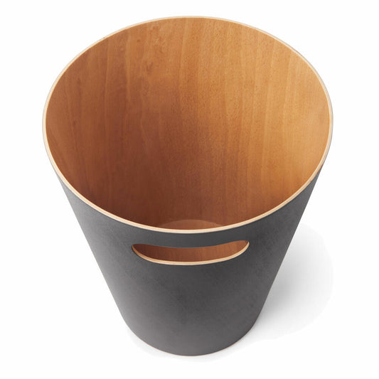Umbra Woodrow waste bin, waste bucket, waste basket, wastepaper basket, wood, anthracite, 7.5 L, 082780-618