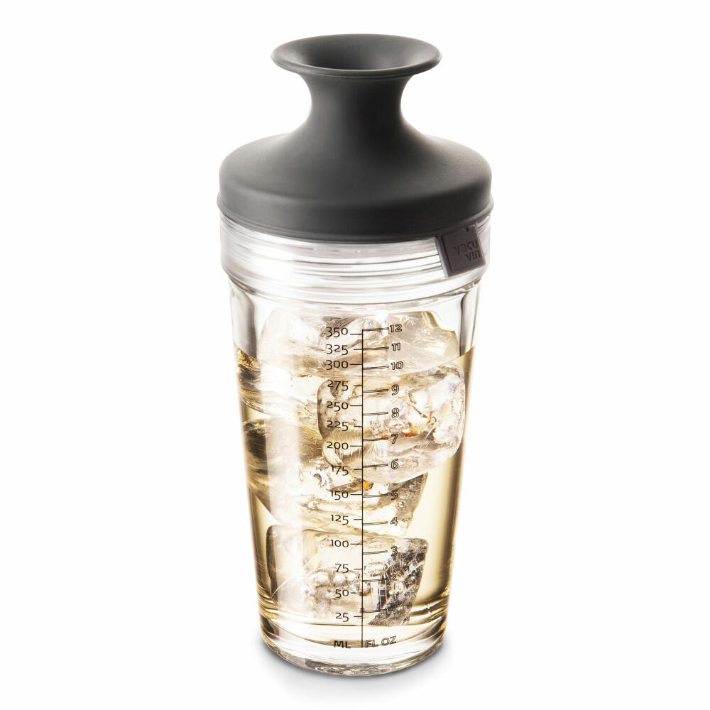 Vacu Vin Cocktail Shaker Popsome, Cocktailmixer, Getränkemixer, Barshaker, Kunststoff, Silikon, Soda Glas, Grau, 7840360