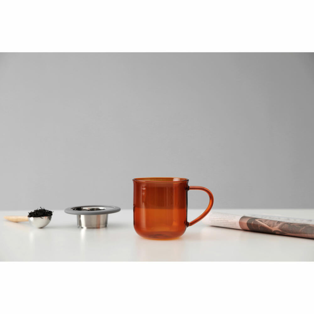 VIVA Minima Coloured Glass Cup Eva, Cup, Tea Cup, Coffee Cup, Glass, Orange, 400 ml, V83060