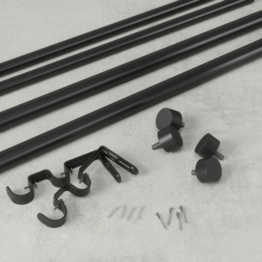 Umbra Cappa Double Telescopic Curtain Rod, Curtain Rods with Bracket, Steel, Black, 92-168 cm, 1014557-111