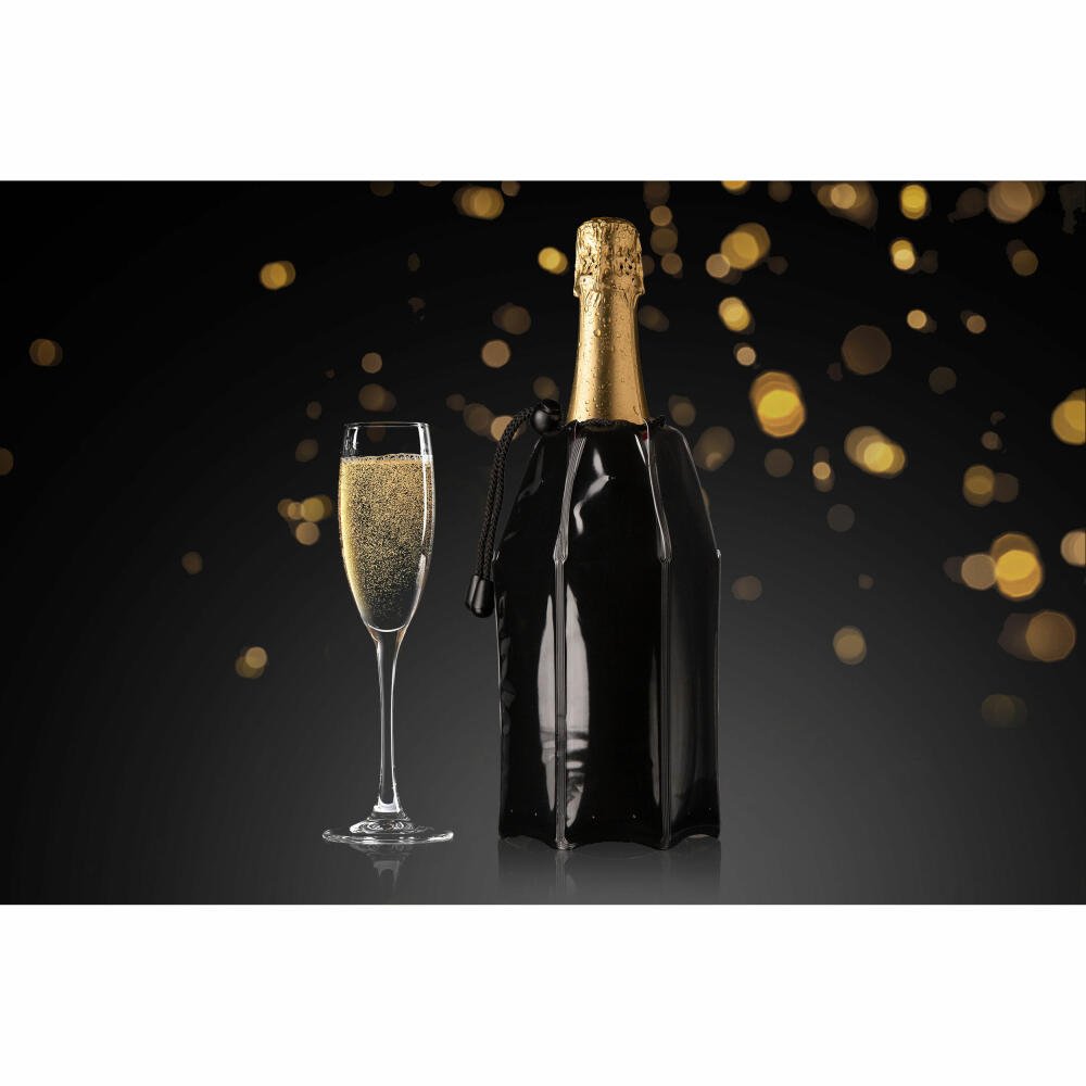 Vacu Vin Aktiv Champagnerkühler Motiv Schwarz, Flaschenkühler, Kühlmantel, Kühlmanschette, Kunststoff, Kühlgel, Schwarz, 38856606
