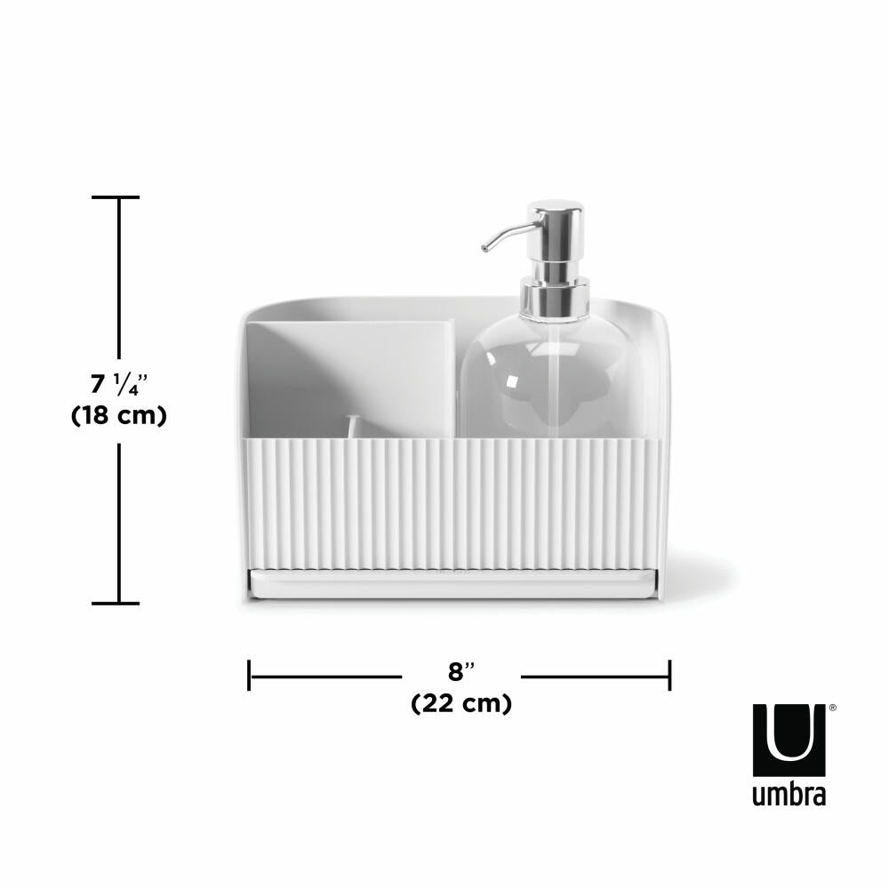 Umbra Sink Caddy Sling with Soap Dispenser, ABS Plastic, White, 17 x 21 x 18 cm, 1019722-660
