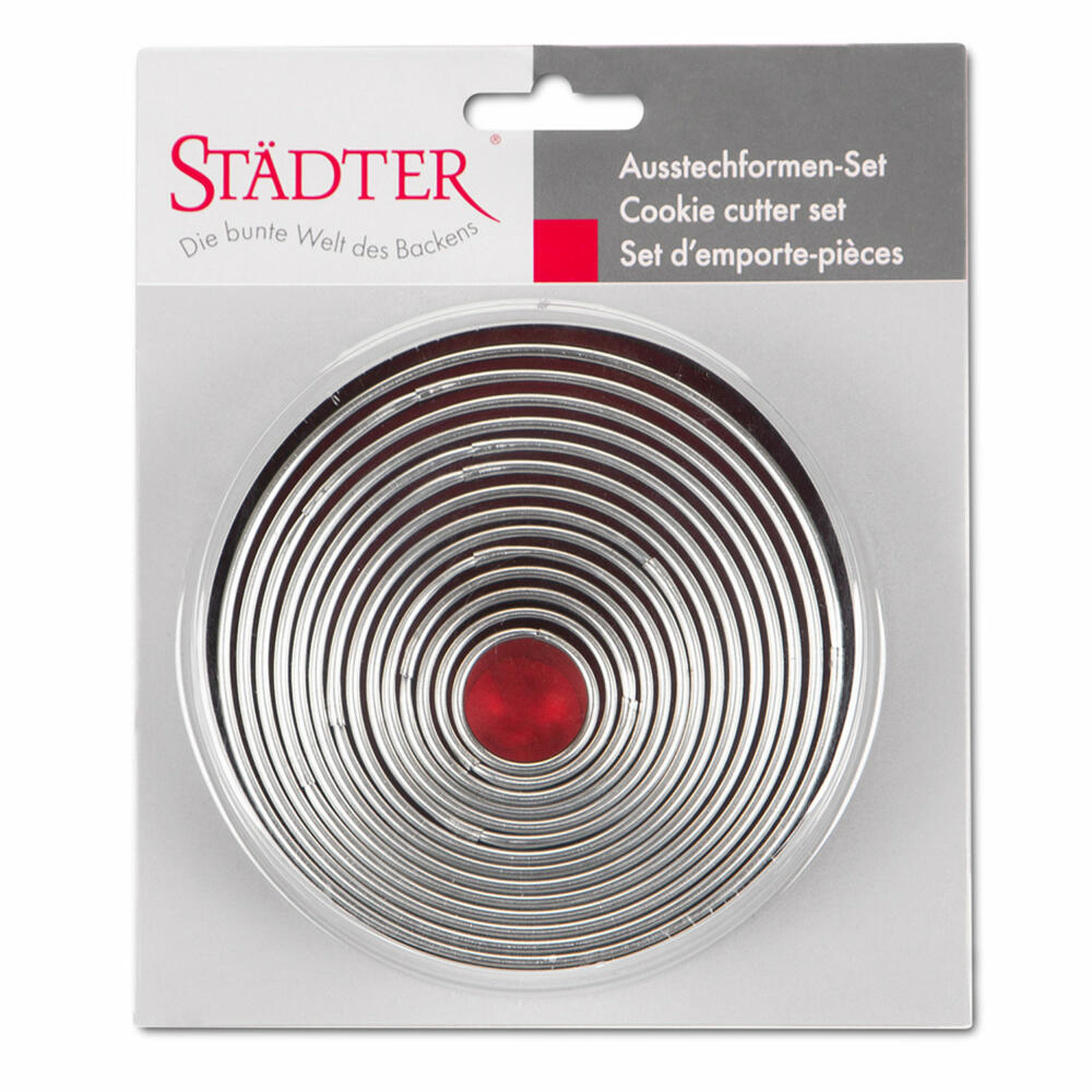 Städter cookie cutter rings / circles smooth, 14 pcs., cookie cutter, cookie mold, biscuit, cookies, tinplate, 009073