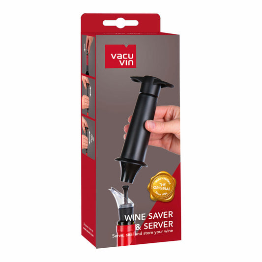 Vacu Vin Weinpumpe mit Ausgießer und Verschluss, Weinpumpen-Set, Wine Saver, Vakuumpumpe, Kunststoff, Schwarz, 06824606