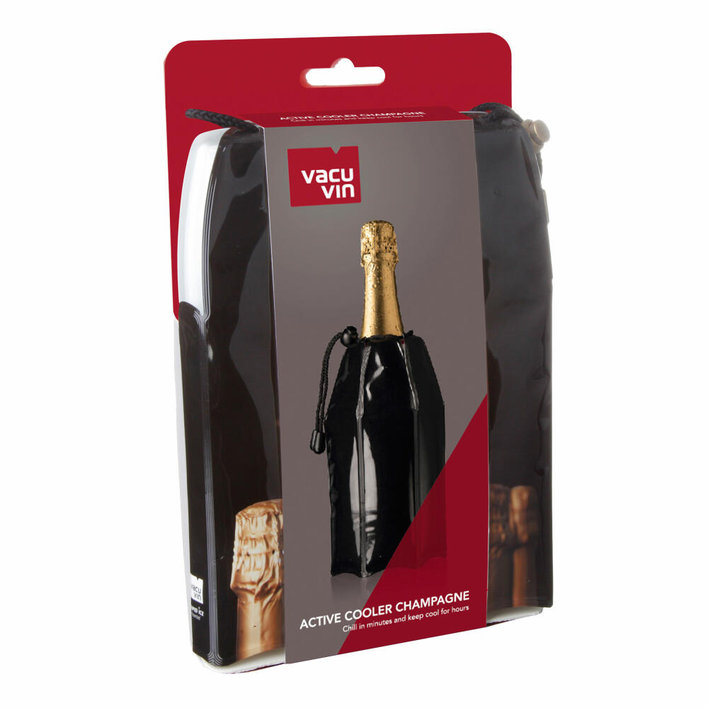 Vacu Vin Aktiv Champagnerkühler Motiv Flaschen, Flaschenkühler, Kühlmantel, Kühlmanschette, Kunststoff, Kühlgel, Schwarz, Golden, 38854606
