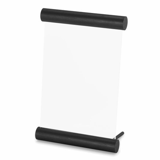 Umbra Bilderrahmen Scroll, freistehender Tischbilderrahmen, Fotorahmen, Holz, Schwarz, Hoch- und Querformat, 13 x 18 cm, 1016770-040