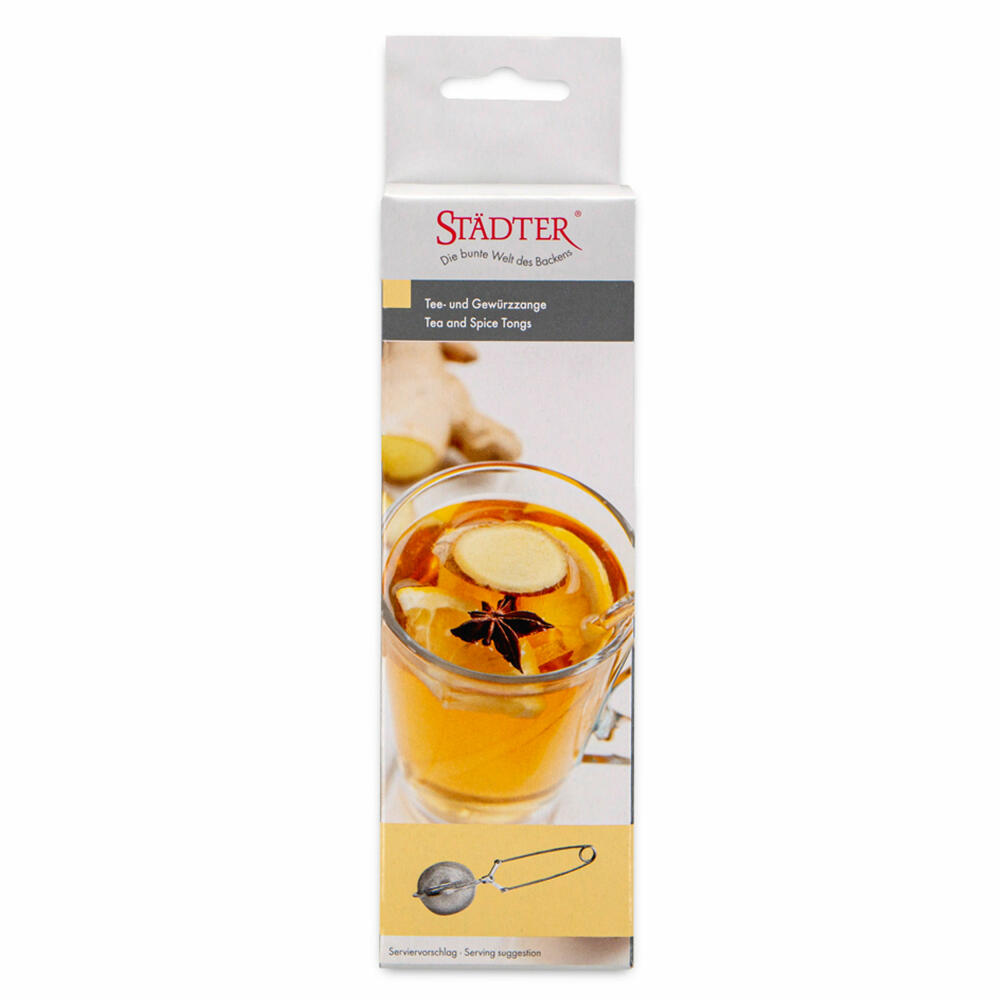 Städter Tee- und Gewürzzange, Teezange, Gewürzkugel, Teekugel, Gewürzei, Teesieb, Edelstahl, Ø 6.5 cm, 703032