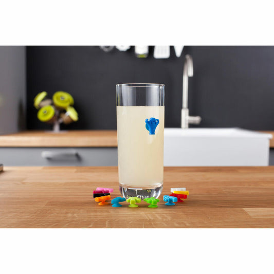 Vacu Vin Glasmarker Party People 12-tlg., Glasmarkierungen, Ansteck-Marker, Partyzubehör, Silikon, Bunt, 1886060