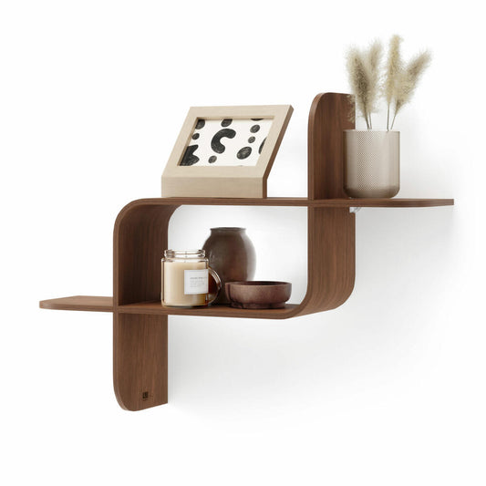Umbra Montage Wall Shelf, Floating Shelf, Wall Shelf, Hanging Shelf, Rubberwood, Light Walnut, 1017571-1055