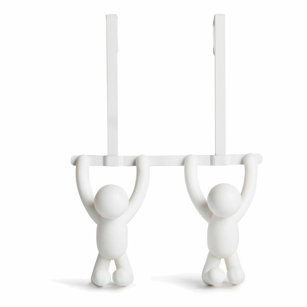 Umbra Buddy Door Coat Rack with Double Hooks, Coat Hooks, Clothes Hooks, Plastic, White, 32 cm, 1004260-660