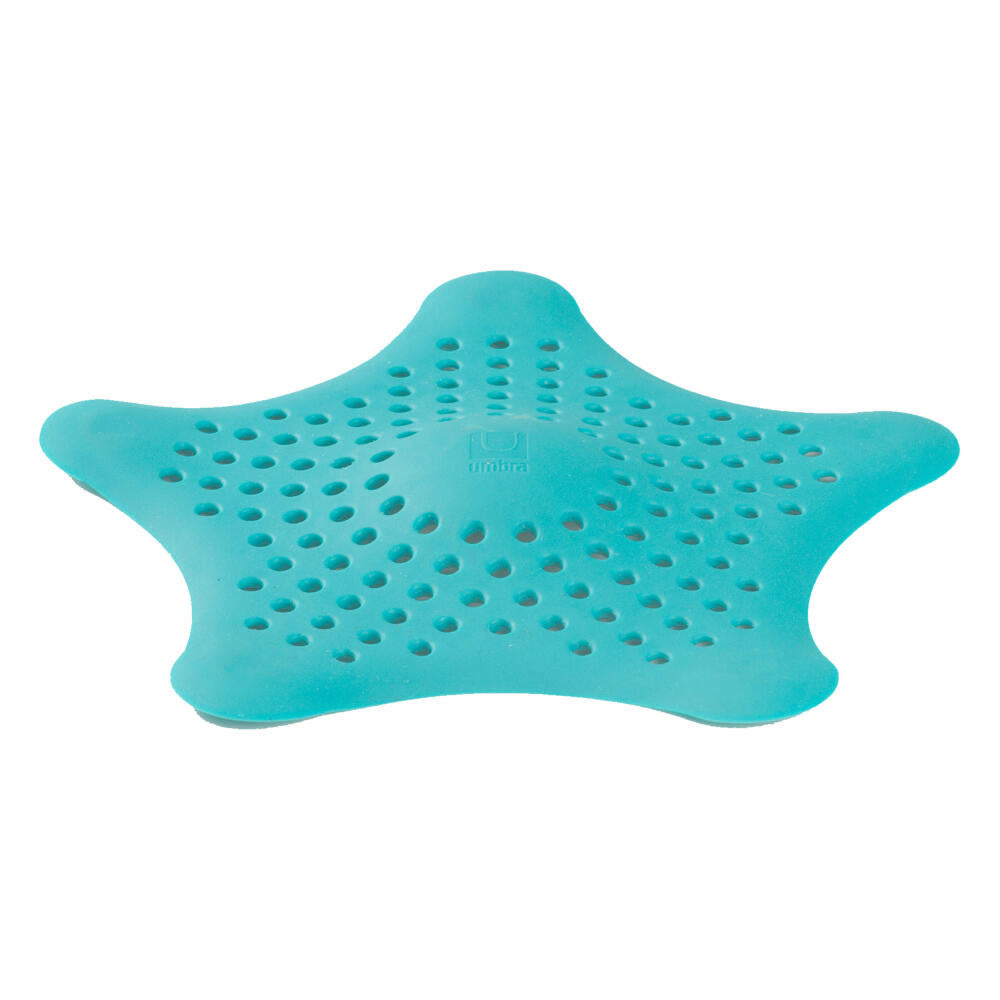Umbra Bath Starfish Haarsieb, Haarfang, Haarfangsieb, Abflusssieb, Spülbeckensieb, mit Saugnoppen, Kunststoff, Türkisgrün, 023014276