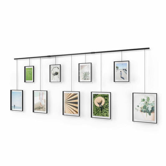 Umbra picture frame set Exhibit Photo Collage, photo frame for 9 photos, 13x18 and 20x25 cm, iron, black, 1018092-040