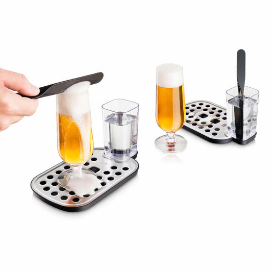 Vacu Vin Hausbar Bierstation, Bier-Ablaufbrett, Getränkeunterlage, mit Bierklinge, Kunststoff, Edelstahl, Grau, 77010606