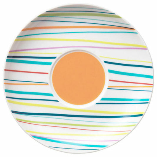 Thomas Sunny Day Cappuccinotasse mit Untertasse, Porzellan, Sunny Stripes / Bunt Gestreift, Spülmaschinenfest, 380 ml, 2-tlg., 14670