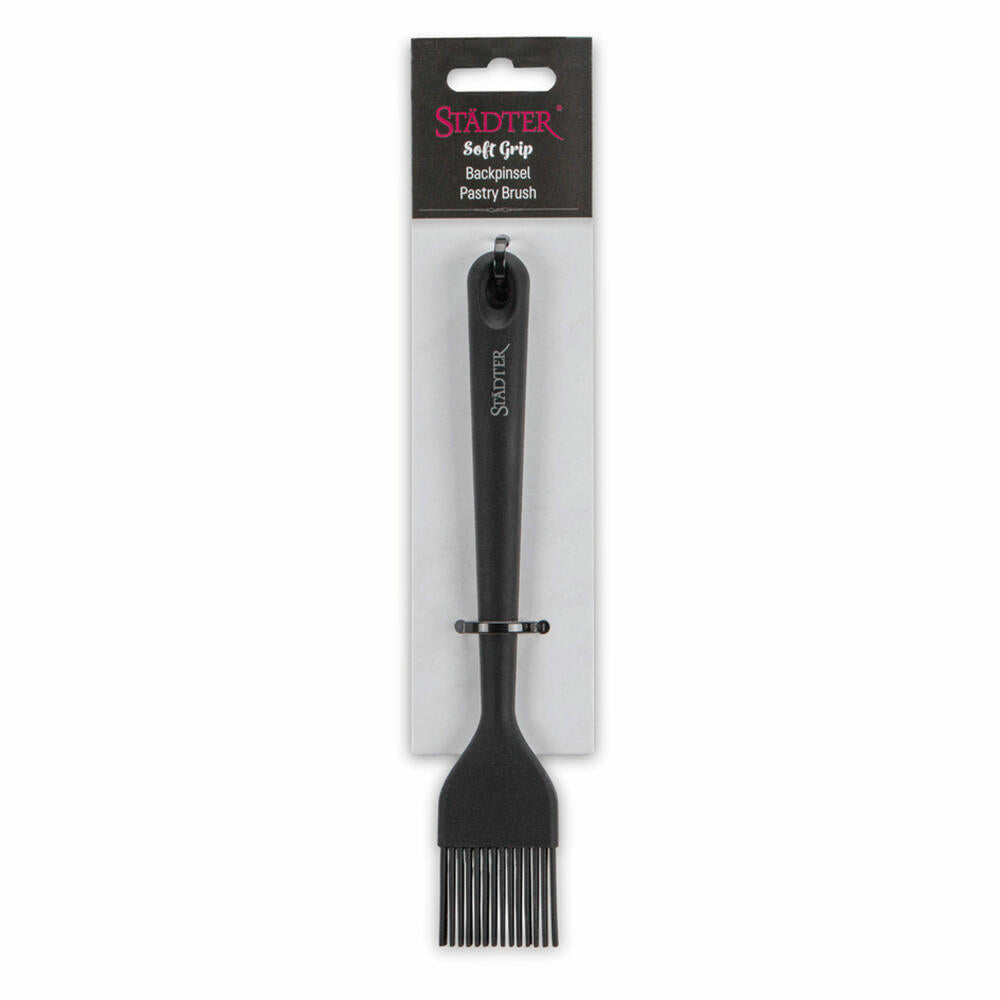 Städter Soft-Grip Backpinsel, Silikonpinsel, Küchenpinsel, Kochpinsel, Bratenpinsel, Silikon, Schwarz, 26 cm, 640092