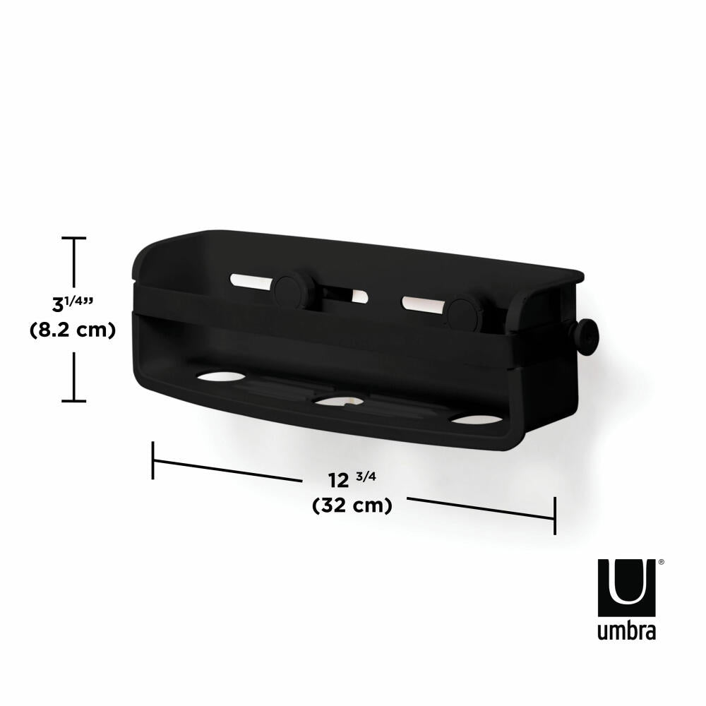 Umbra Flex Shower Shelf, Adjustable Shower Shelf with Gel-Lock, Plastic, Black, 1004001-040