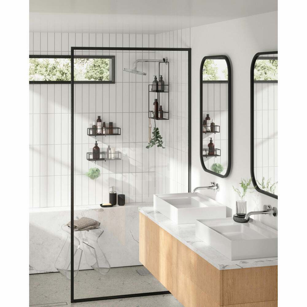 Umbra shower shelf Cubiko set of 2, shower shelves without drilling, iron, black, 1018615-040