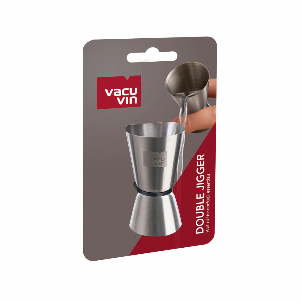 Vacu Vin Bar Measure Double Jigger, Measuring Cup with VV Logo, Stainless Steel, Silver, 78323606