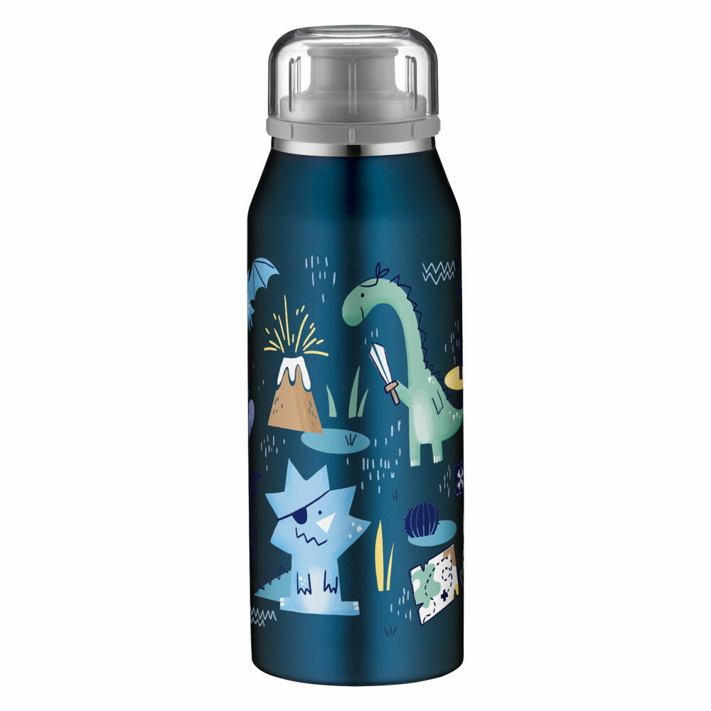 Alfi Isolier-Trinkflasche isobottle Kids, Trinkflasche, Isoflasche, Flasche, Edelstahl, Dino Pirates, 350 ml, 5677.203.035