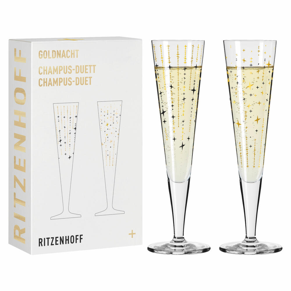 Ritzenhoff Champusglas 2er Set Goldnacht Champus Duett, Kristallglas, 205 ml, R-6031008