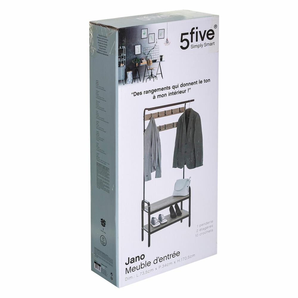 5five Simply Smart Wardrobe Jano, Steel, MDF, Black, 170 cm, 160407