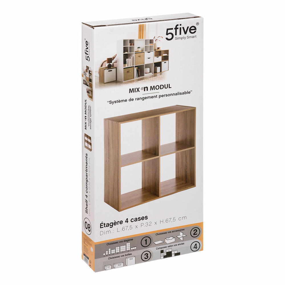 5five Simply Smart Shelf Mix N Module 2x2 Oak Look, Wood Chips, Beige, 67.5 x 67.5 cm, 138908