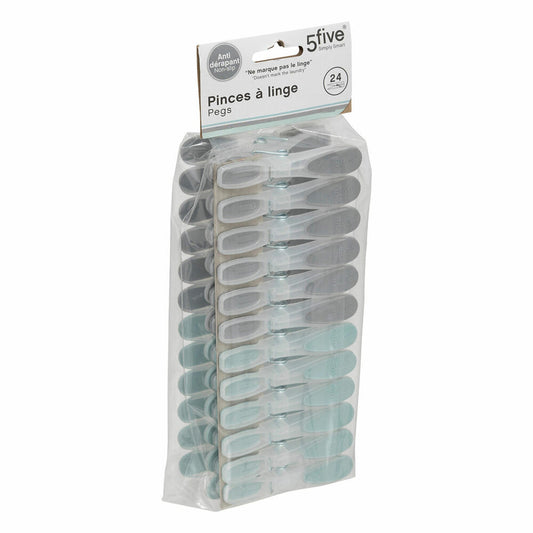 5five Simply Smart Clothespins Set of 24 Mark-Free, Polypropylene, Steel, Grey / Blue (Random Color Selection), 117292