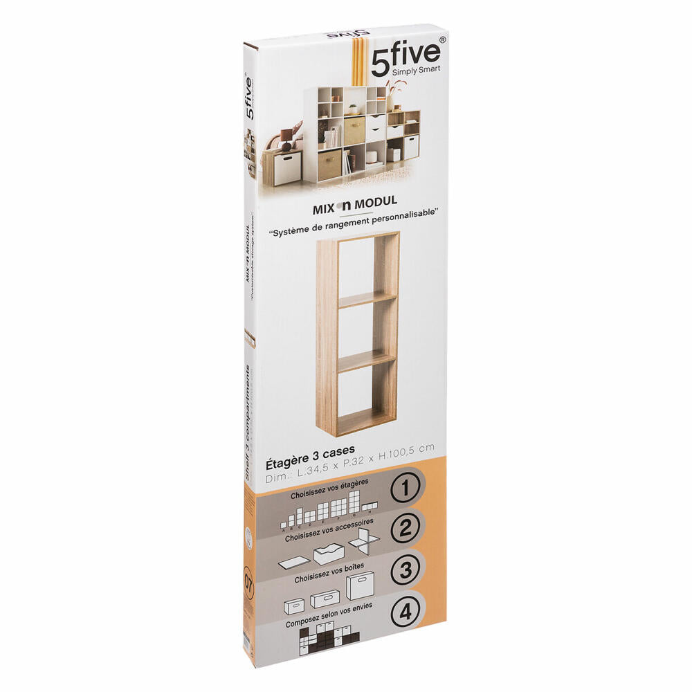 5five Simply Smart Shelf Mix N Module 3x1 Oak Look, Wood Chips, Beige, 100.5 x 34.5 cm, 138907