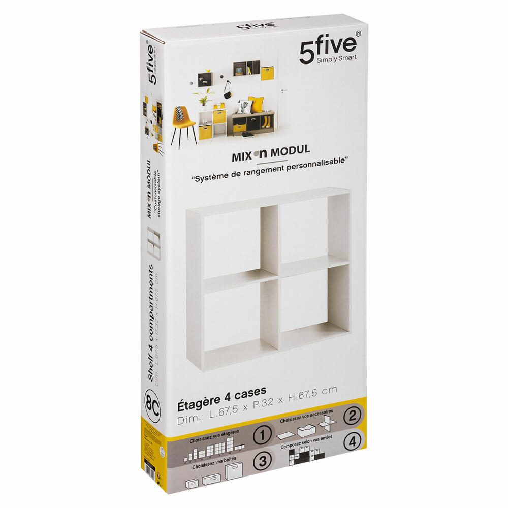 5five Simply Smart Regal Mix N Modul 2x2, Holzspahn, Weiß, 67.5 x 67.5 cm, 138908C