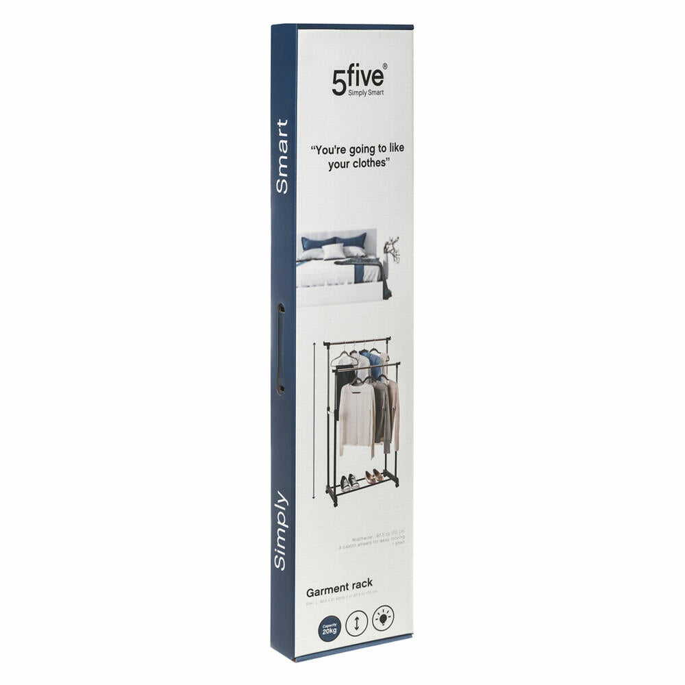 5five Simply Smart Doppel-Rollkleiderständer Icare, Stahl, PP-Kunststoff, Schwarz, 170 cm, 105343
