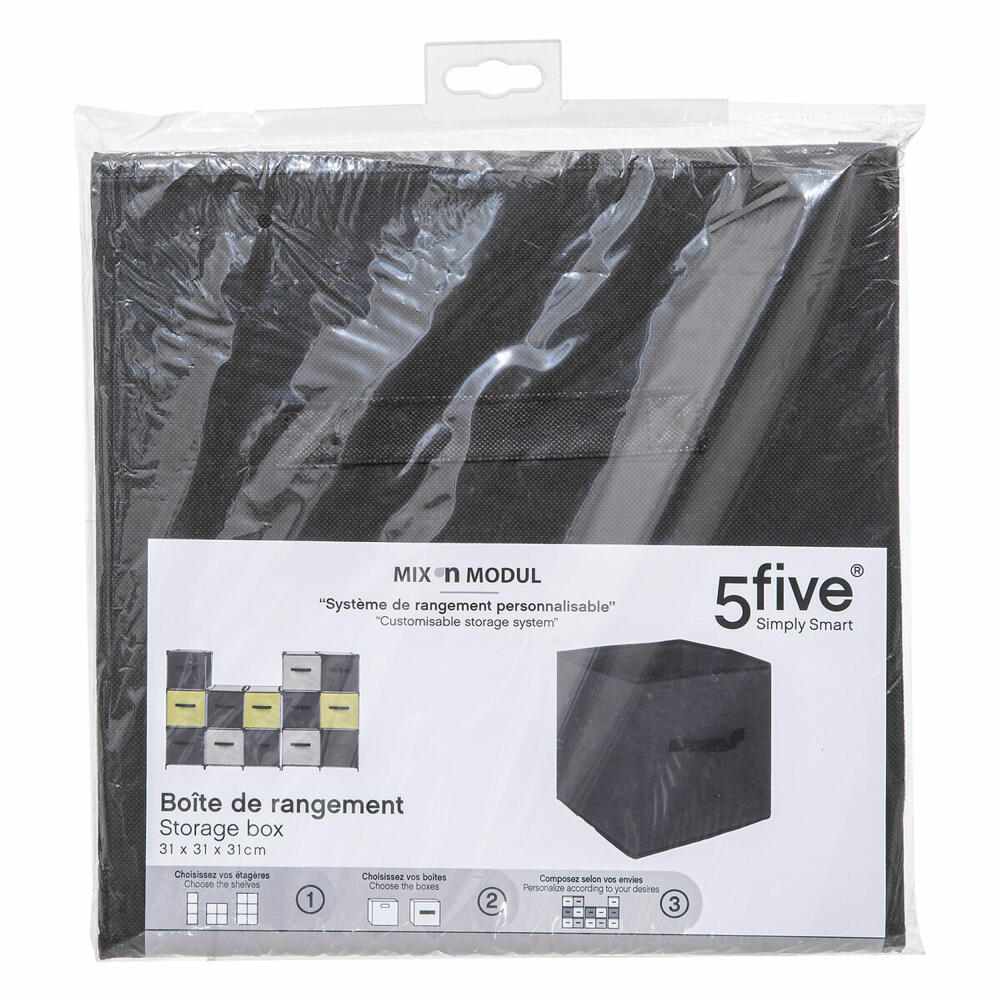 5five Simply Smart Aufbewahrungskorb Mix N Modul Lane, Pappe, PP-Kunststoff, Schwarz, 31 x 31 cm, 130060