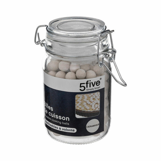 5five Simply Smart Backmurmeln im Glas, wiederverwendbare Backperlen, Keramik, Glas, Weiß, 119540