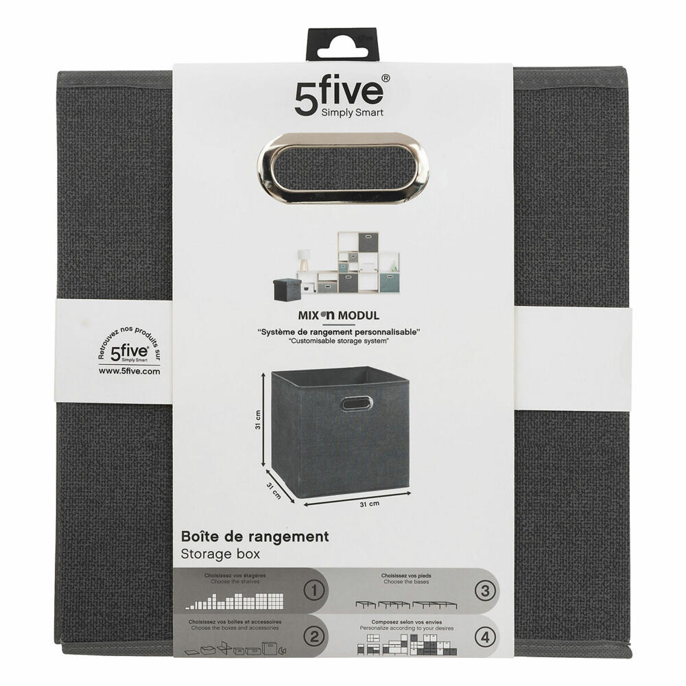 5five Simply Smart Aufbewahrungskorb Mix N Modul, Pappe, PP-Kunststoff, Dunkelgrau meliert, 31 x 31 cm, 138885D