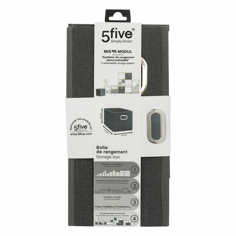 5five Simply Smart storage basket Mix N module, cardboard, PP plastic, mottled dark grey, 15 x 31 cm, 160384D