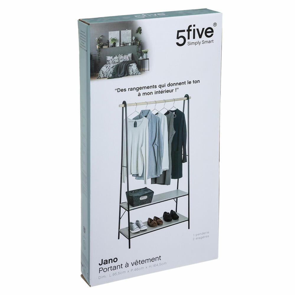 5five Simply Smart Kleiderständer Jano, Metall, MDF, Schwarz, 165 cm, 160406