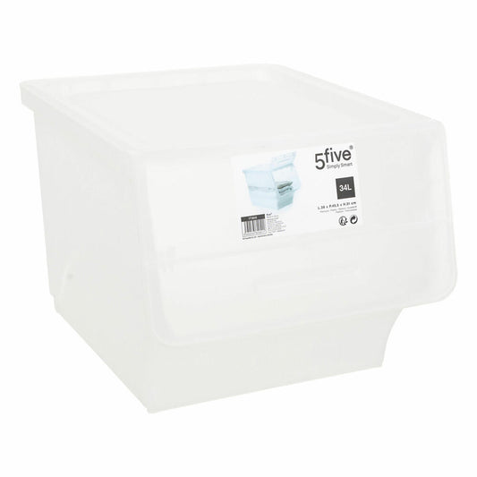 5five Simply Smart Aufbewahrungsbox mit Frontklappe, PP-Kunststoff, Transparent, 34 Liter, 173616