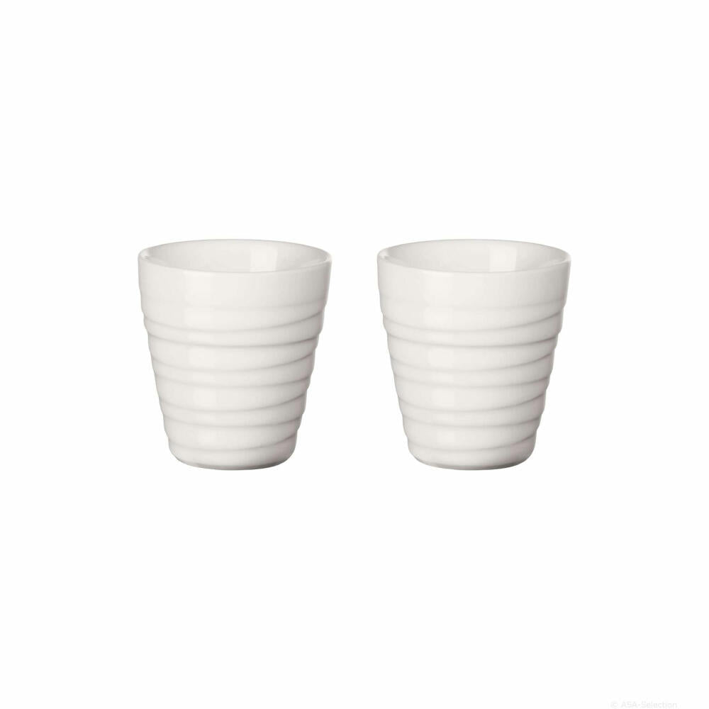 ASA Selection thermo Thermobecher Espresso Twisted, 2er Set, Espressobecher, Becher, Tasse, Porzellan, Weiß, 80 ml, 33701024