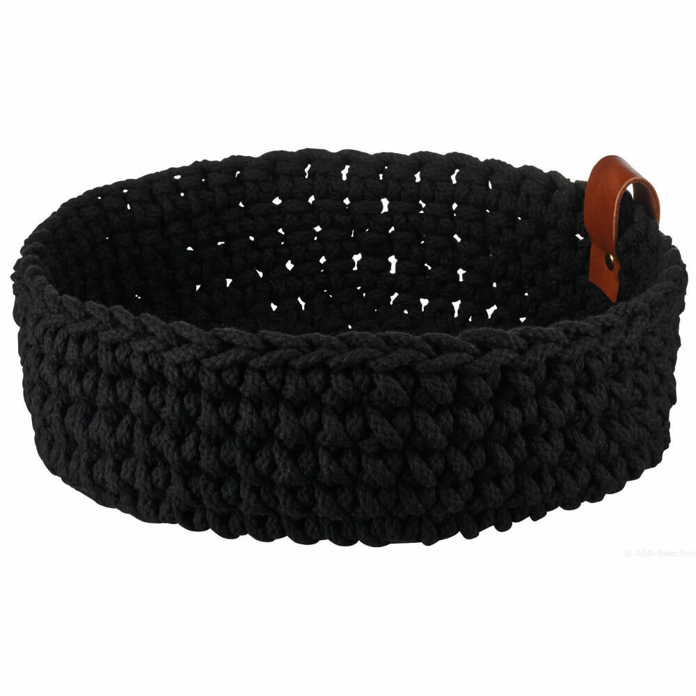 ASA Selection baskets crochet basket L black, bread basket, basket, decorative basket, decoration, cotton, black matt, Ø 26 cm, 37892065