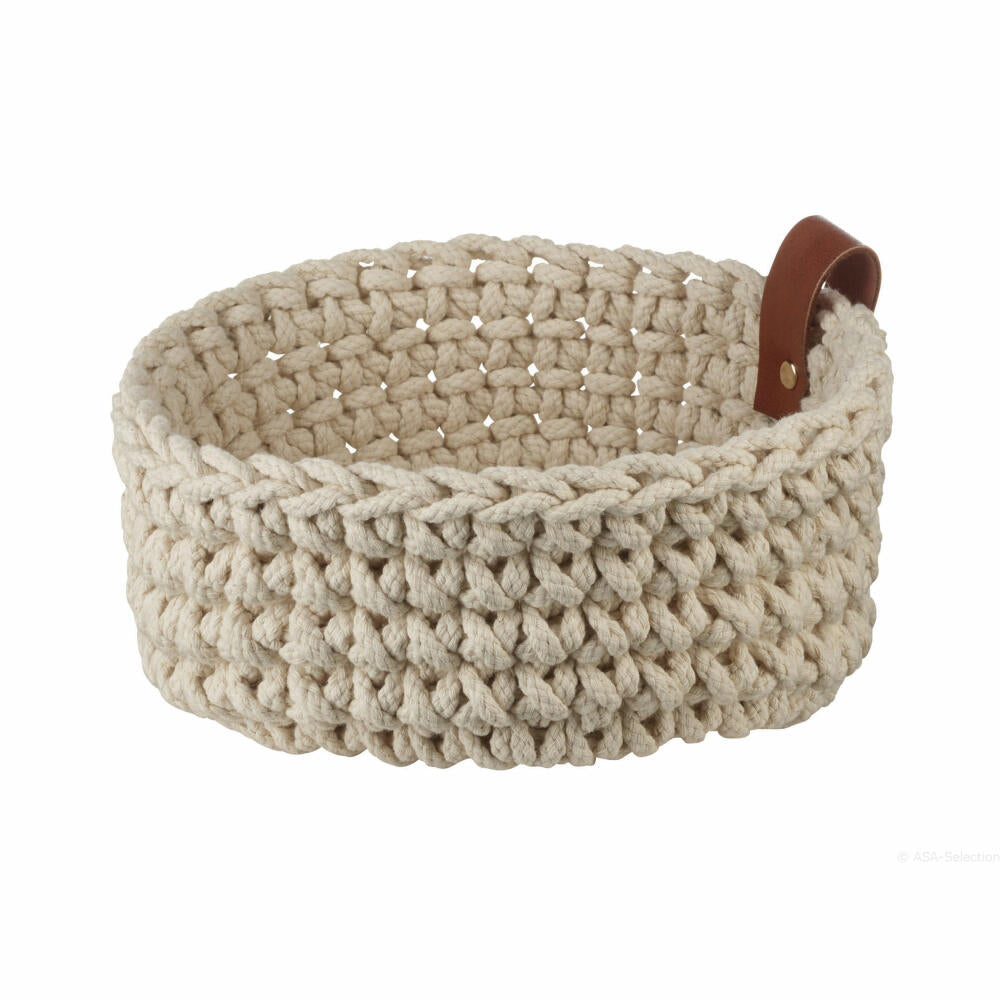 ASA Selection baskets Crochet basket S Ecru, bread basket, basket, decorative basket, decoration, cotton, Ø 17 cm, 37880065