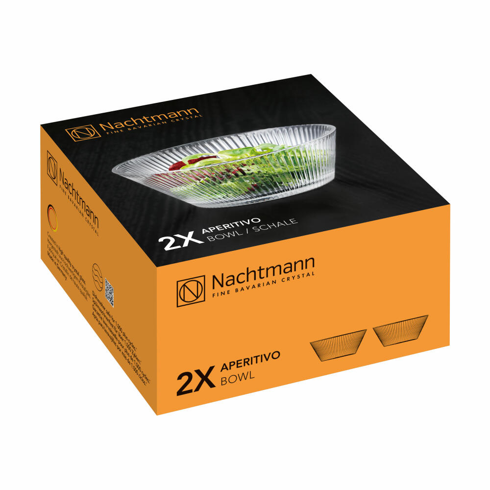 Nachtmann Aperitivo Schale, 2er Set, Snackschale, Dipschale, Schüssel, Kristallglas, Ø 15 cm, 105576