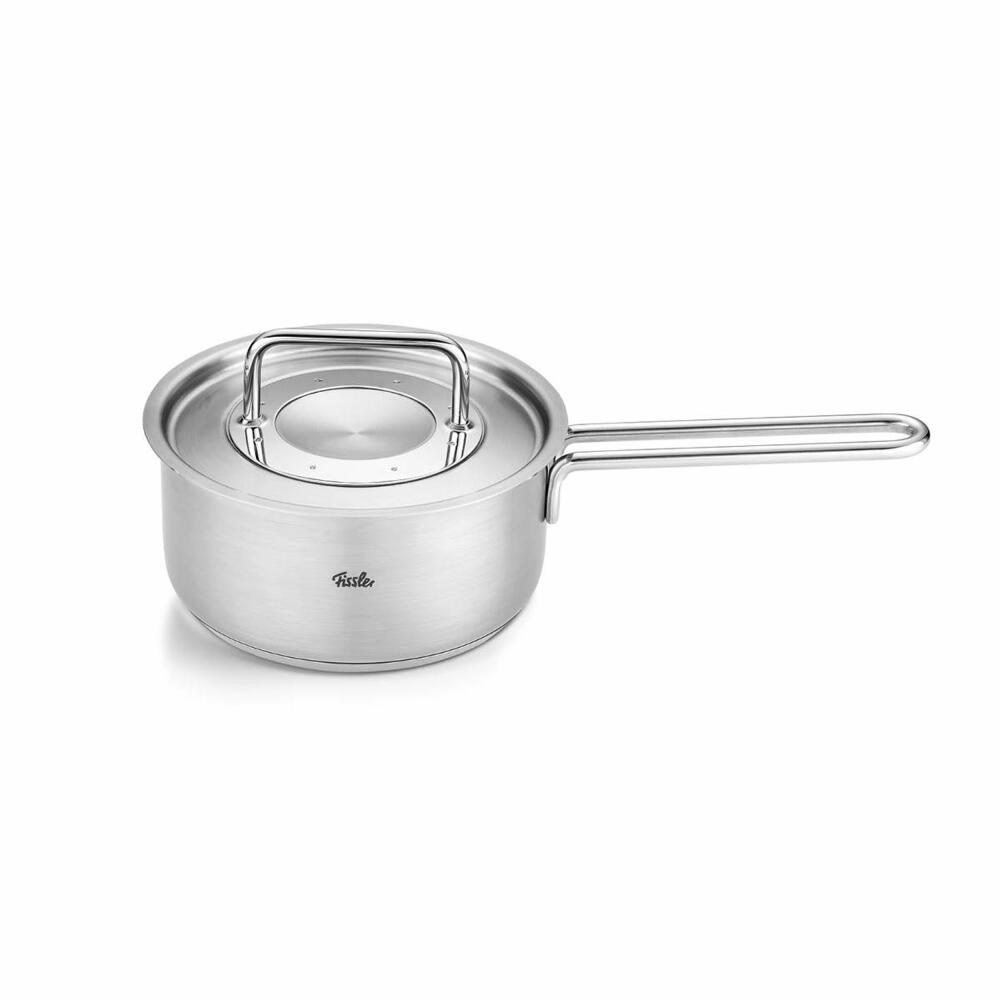 Fissler Stielkasserolle Pure mit Metalldeckel, Edelstahl, Silbern, 16 cm, 086-154-16-000