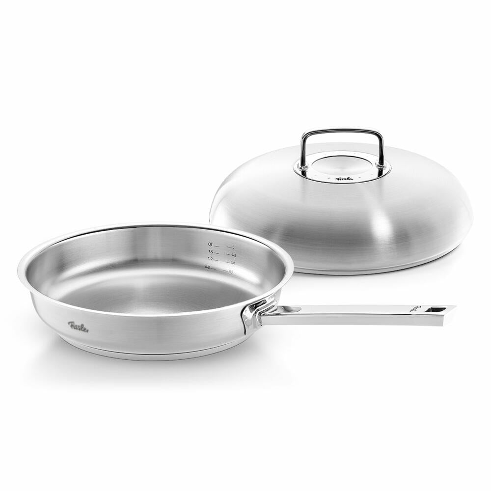 Fissler Pfanne Original-Profi Collection ohne Novogrill mit Hochraumdeckel, Edelstahl 18/10, Silbern, 28 cm, 084-478-28-000