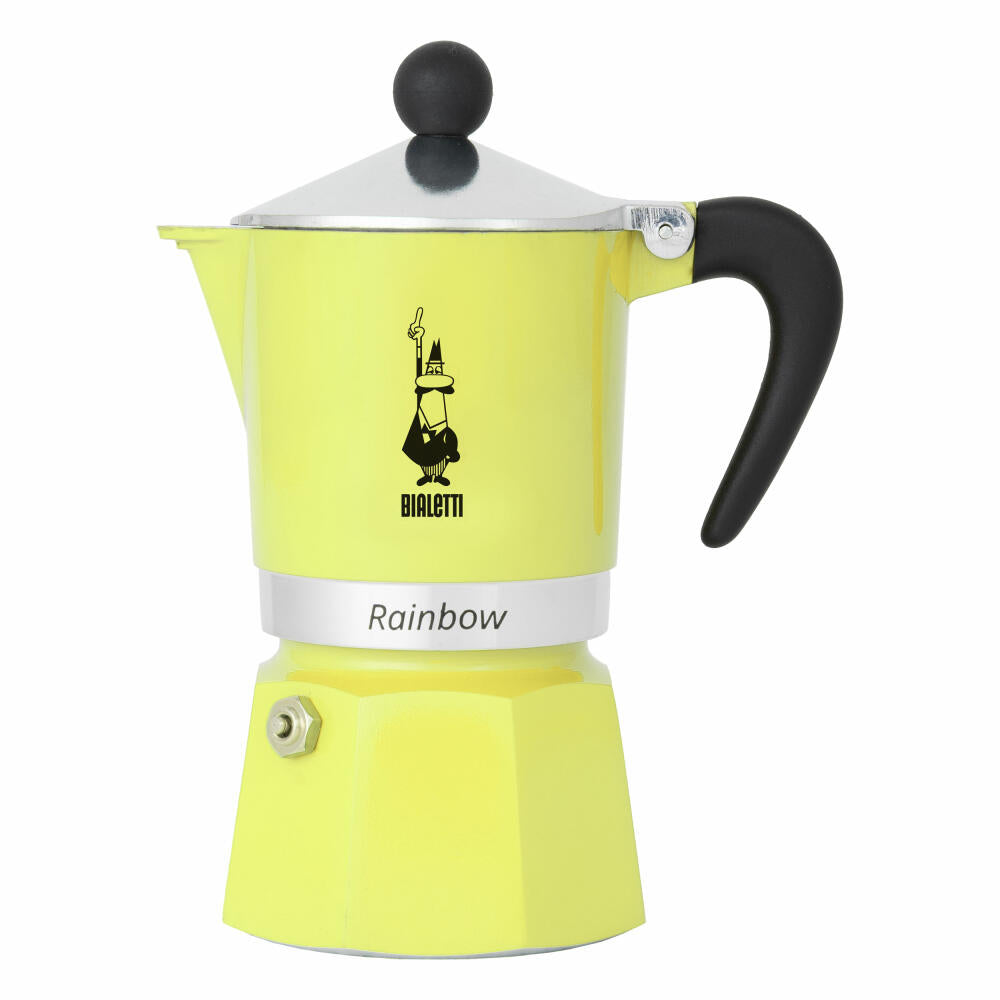 Bialetti Espressokocher Primavera Rainbow für 3 Tassen, Kaffeekocher, Aluminium, Gelb, 130 ml, 6537