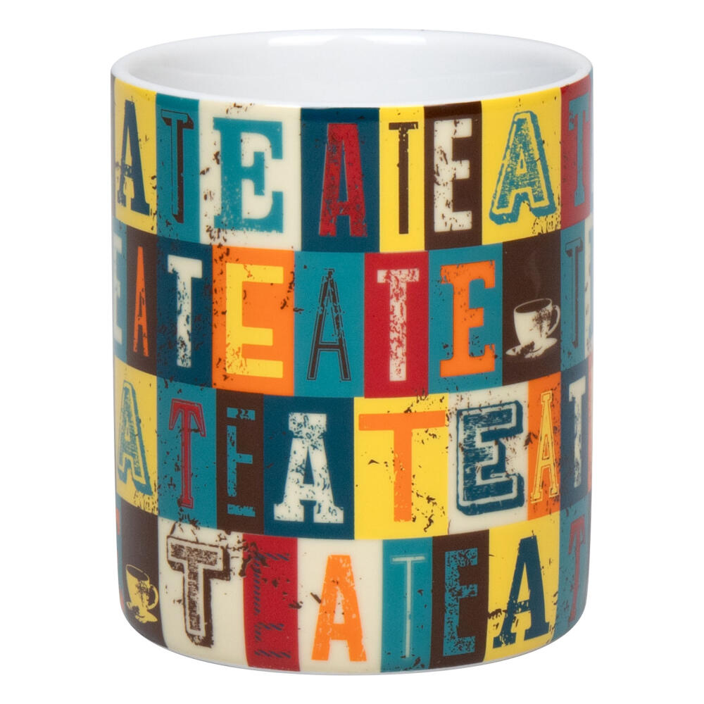 Könitz Becher mit Sieb und Deckel Tea Squares, Tasse, Kaffeetassen, Porzellan, Bunt, 300 ml, 1150022834